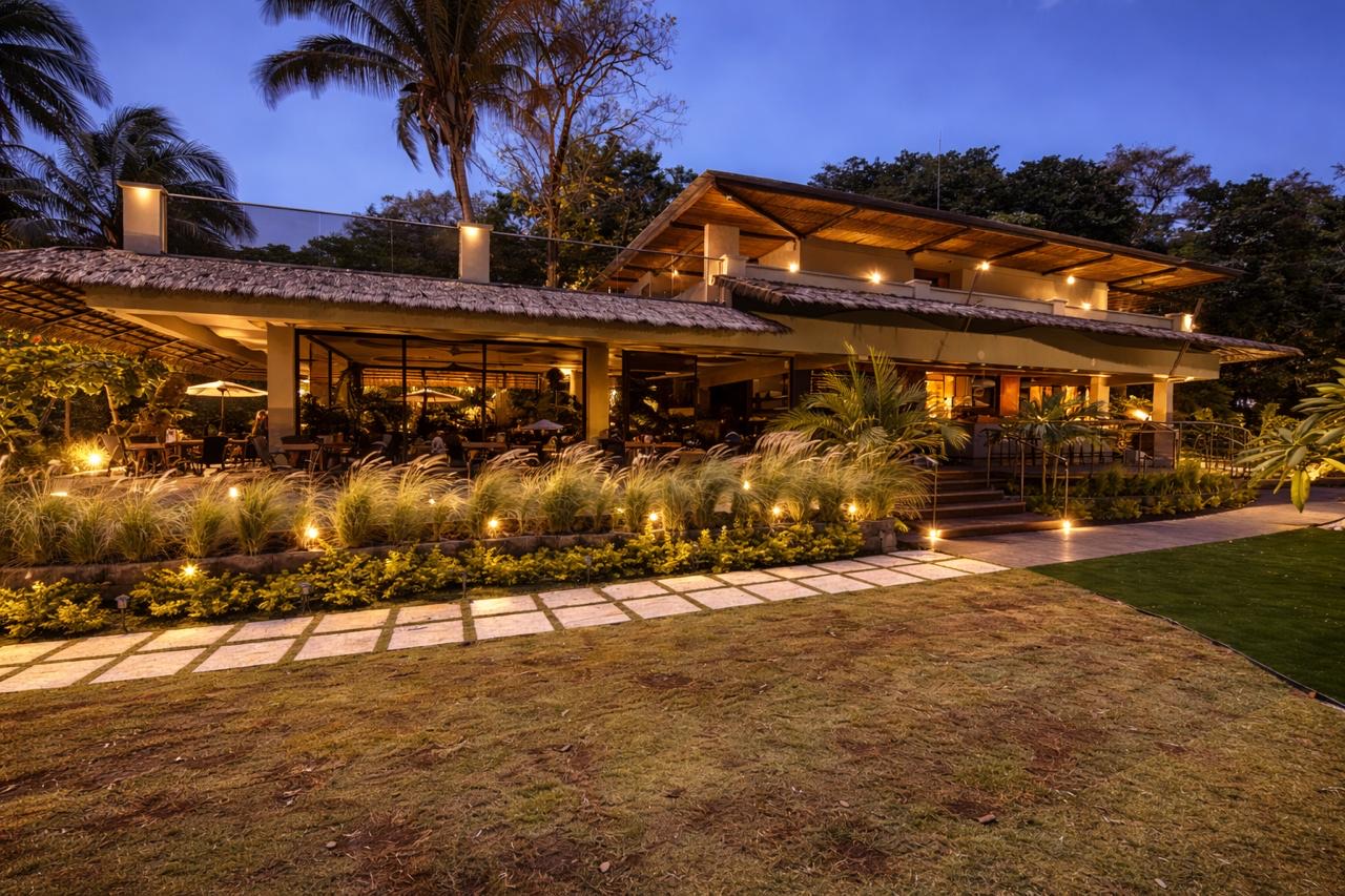 Miamar resort contemporary main building entrance at dusk